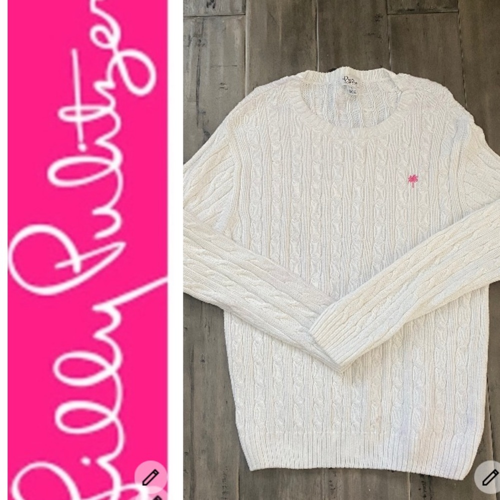 Lilly Pulitzer White Cable Knit Sweater EUC